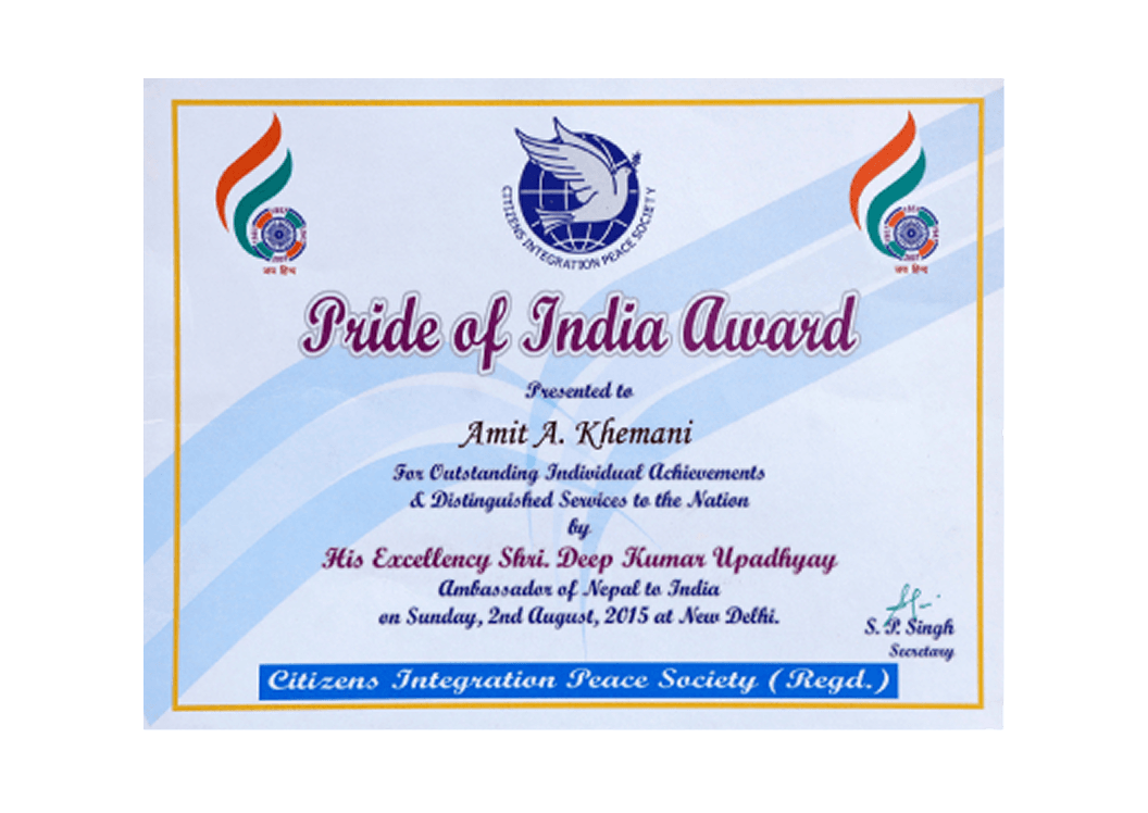 Pride of India award